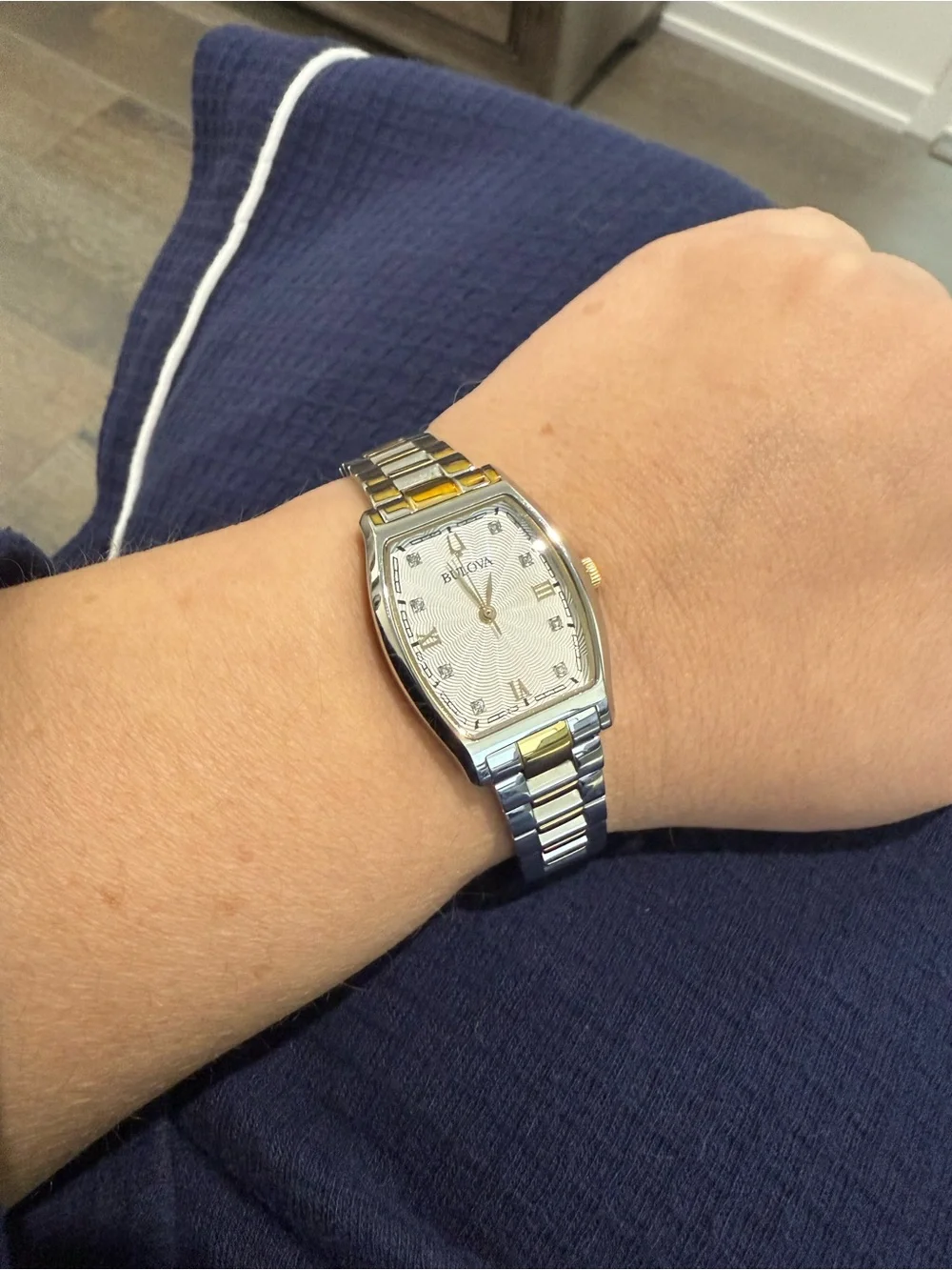 Bulova Silver and Gold Tonneau Dress Watch